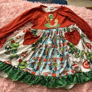Kids Grinch Dress - Red and Green